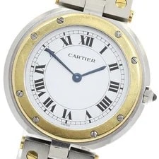 Cartier — Cartier Santos Round LM YG Bezel White Dial Quartz Watch_954669 — Watch — resale