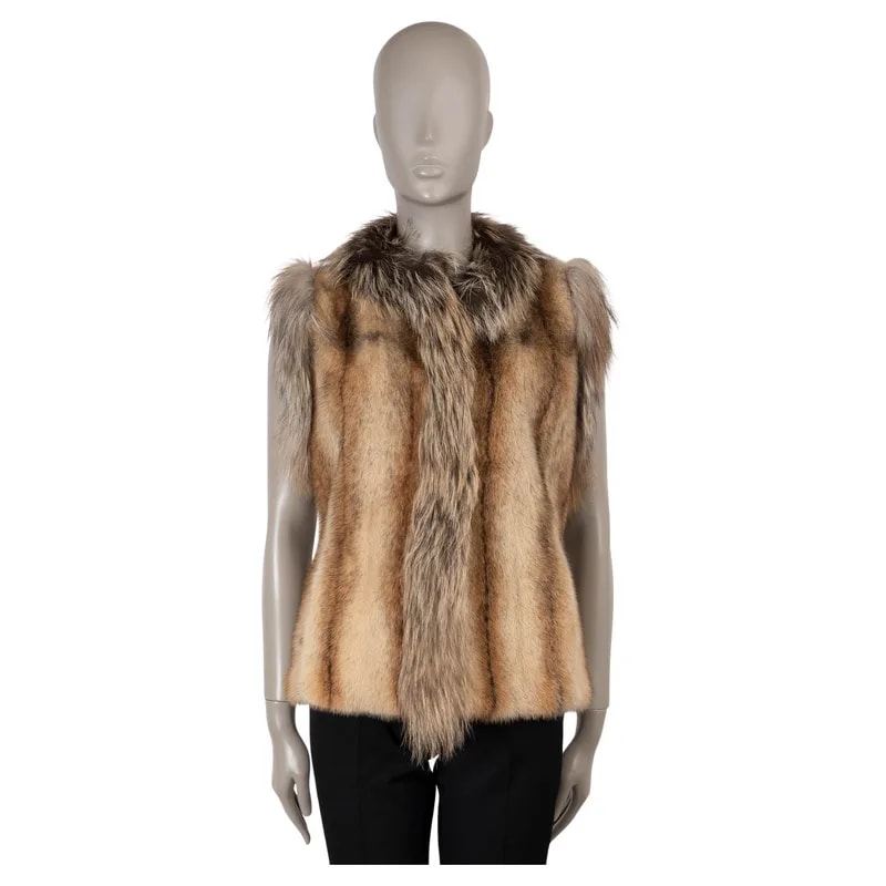 Prada — Prada 2006 Fox Trim Mink Fur Vest Jacket 44 L — Clothing — resale