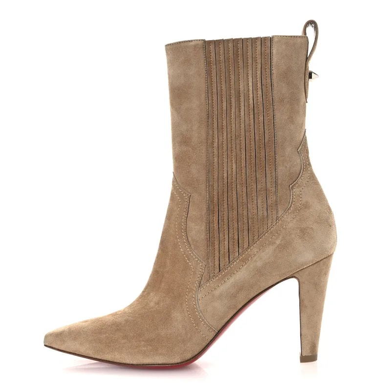 Christian Louboutin — Veau Velours Santigag 85 Ankle 37 Lionne — Designer Shoe — resale