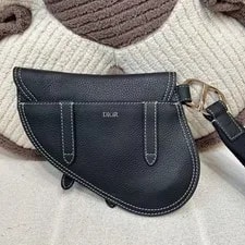 Christian Dior Saddle Belt Grained Hardware With Strap Auth 3
