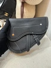 Christian Dior Saddle Belt Grained Hardware With Strap Auth 4