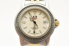 TAG Heuer 955.713G Quartz 36mm White Dial Gold Silver Band From Japan 4