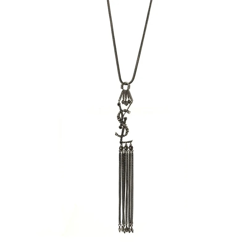 Saint Laurent — Metal Monogram Long Oxidized — Jewelry — resale