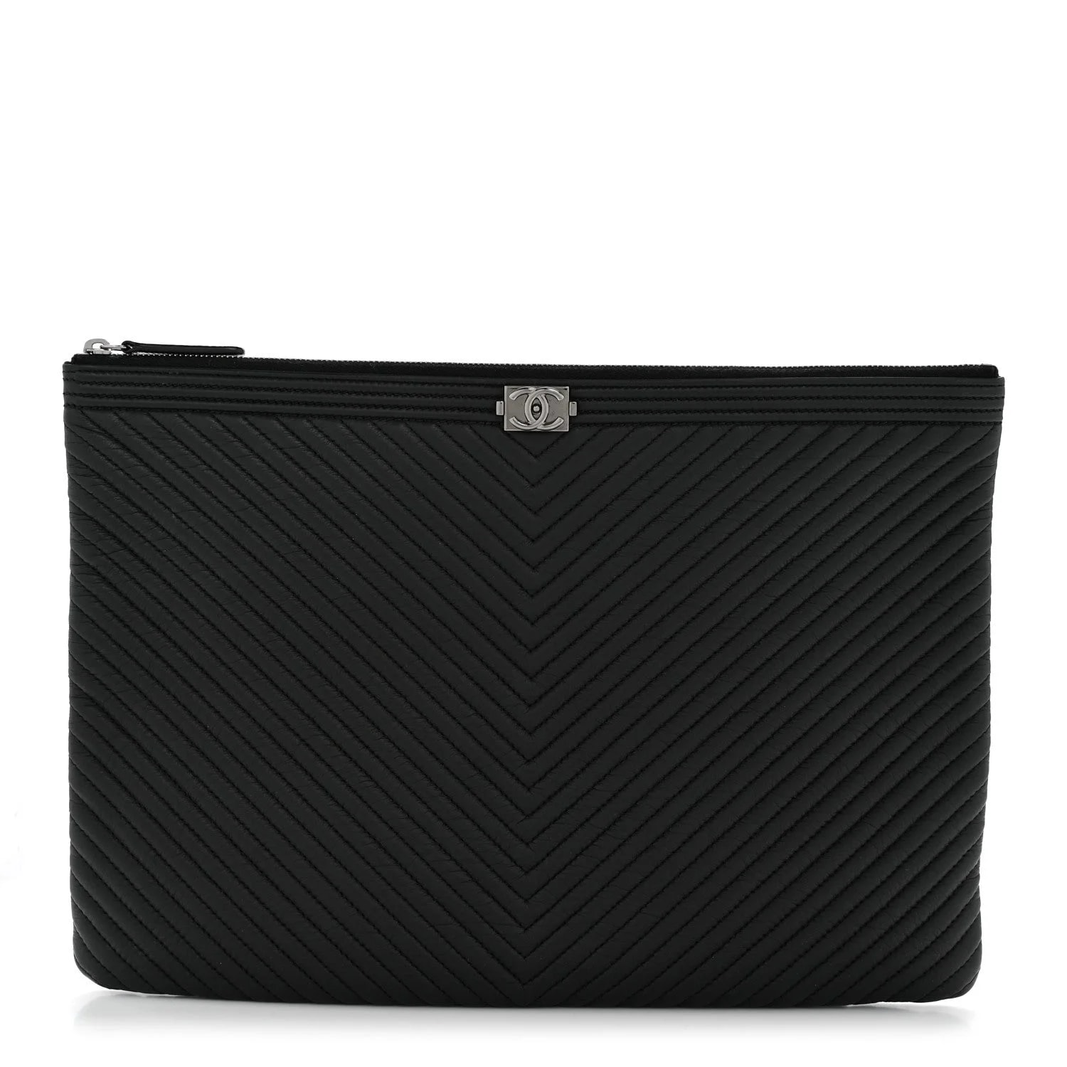 Chanel — Chevron Large Boy Cosmetic Case — Accessory — resale