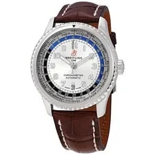 Breitling Aviator 8 B35 Silver Dial Brown Leather Strap 43mm AB3521 4