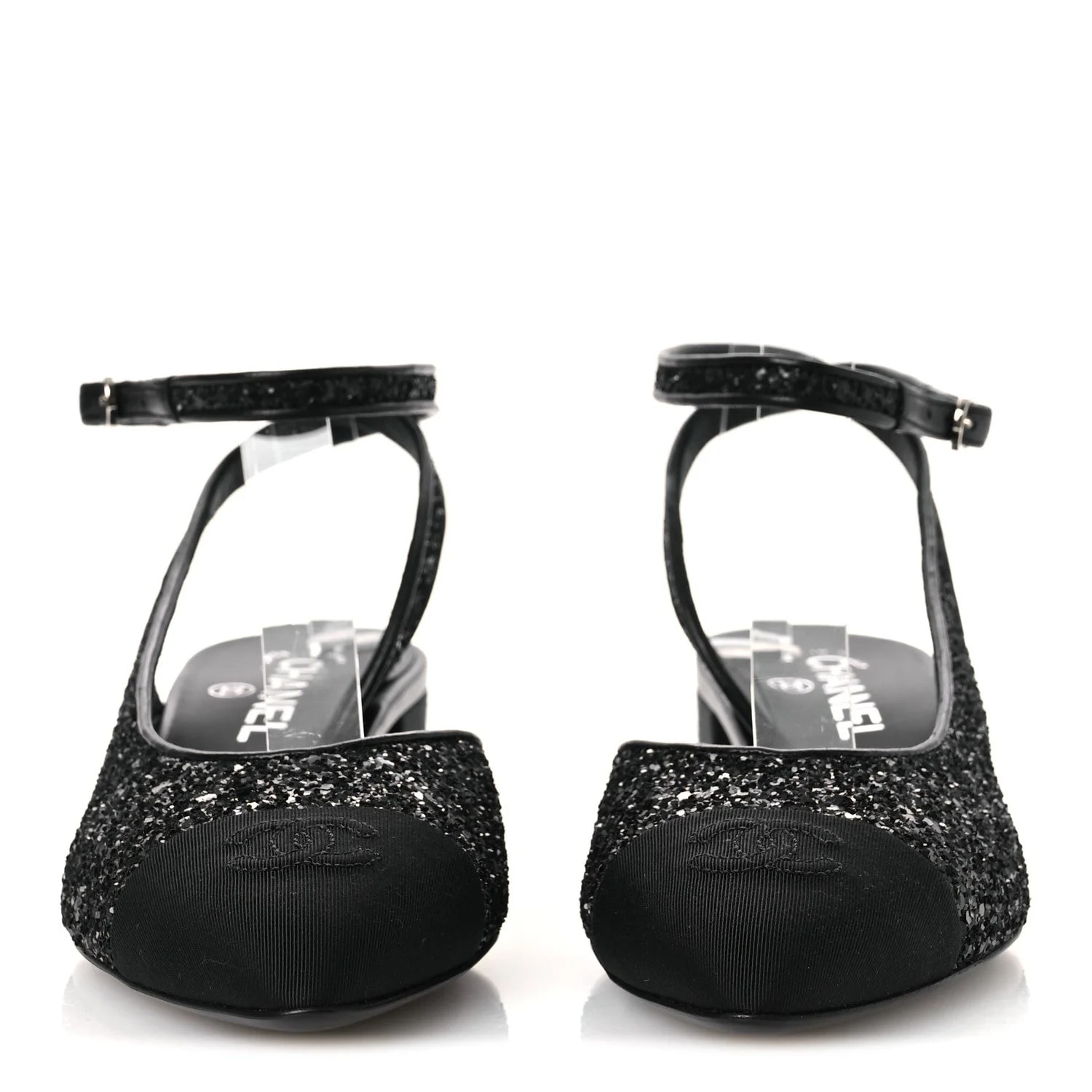 Glitter Grosgrain Cap Toe CC Ankle Wrap 38 3