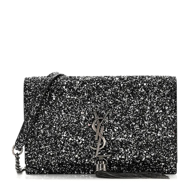 Saint Laurent — Metallic Glitter Classic Kate Tassel Chain Wallet Gun Metal — Handbag — resale