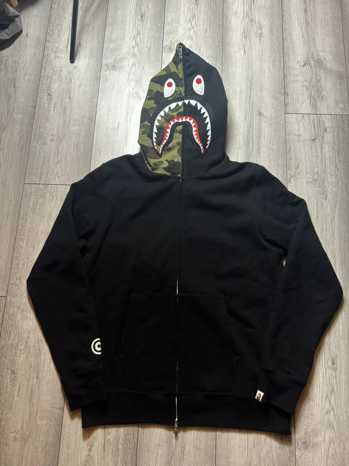 BAPE — Bape Half Camo Shark Full Zip Hoodie — streetwear — resale