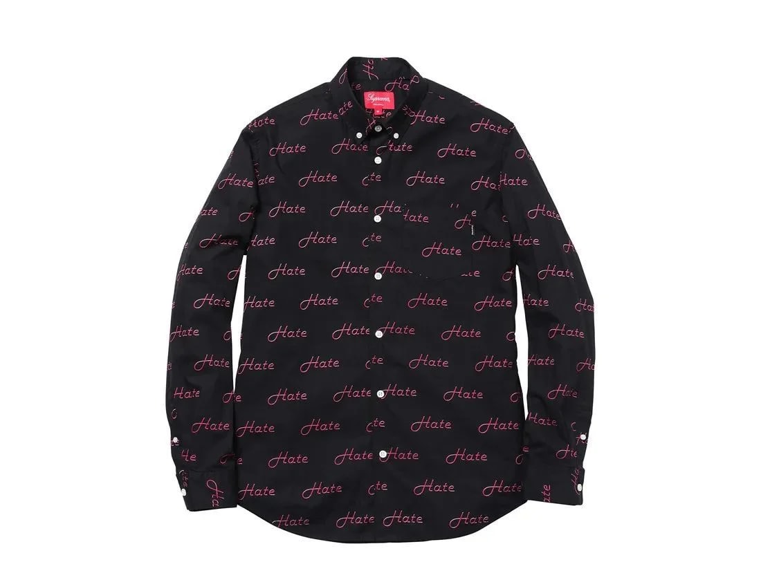 Supreme — Supreme Hate Button Up L/S Shirt — streetwear — resale