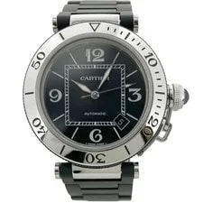 Cartier — Cartier Pasha Seatimer W31077U2 Date Black Dial Ss/rubber Automatic — Watch — resale