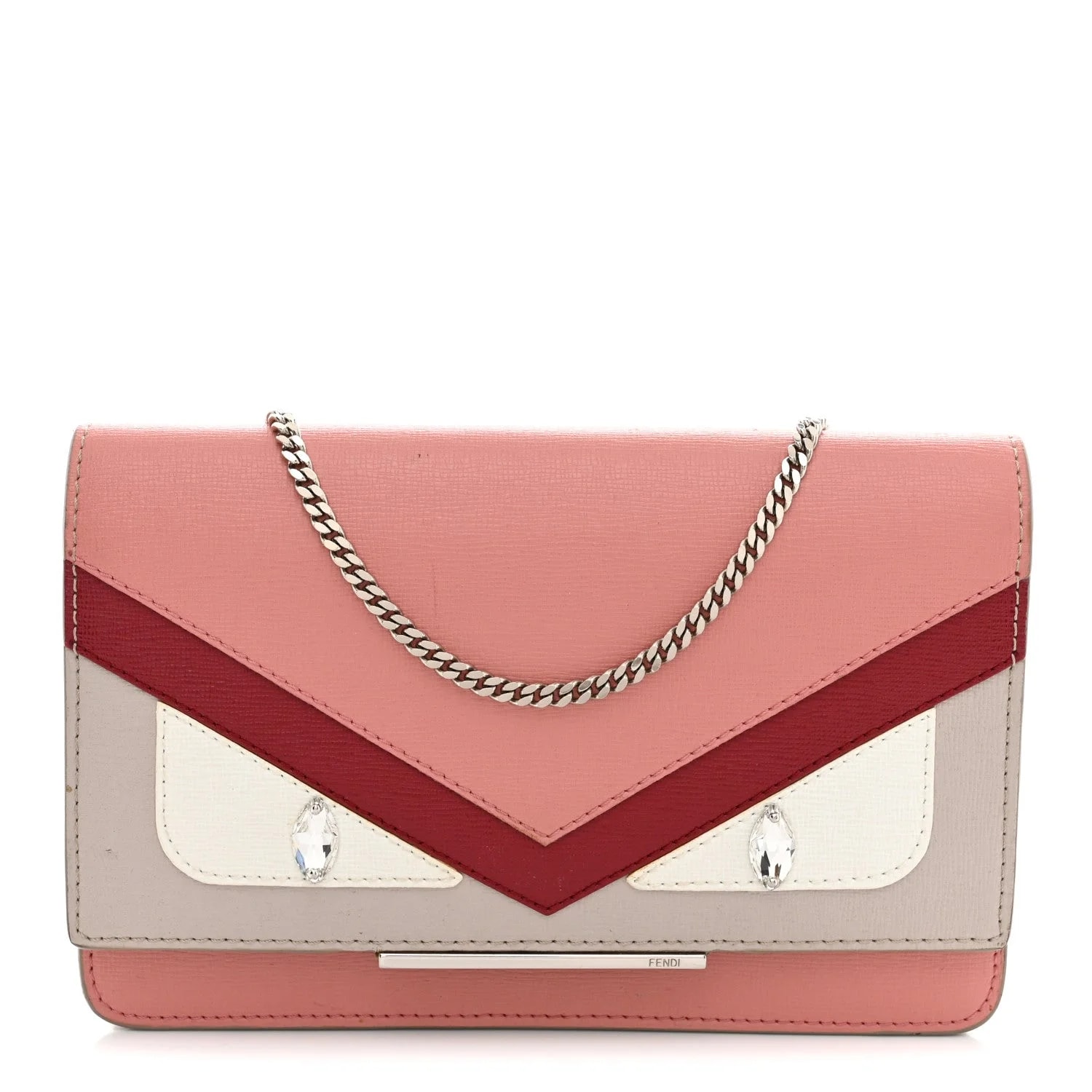 Fendi — Vitello Elite Eye Monster Tube Wallet on Chain Grigio Polvere Ribes — Handbag — resale