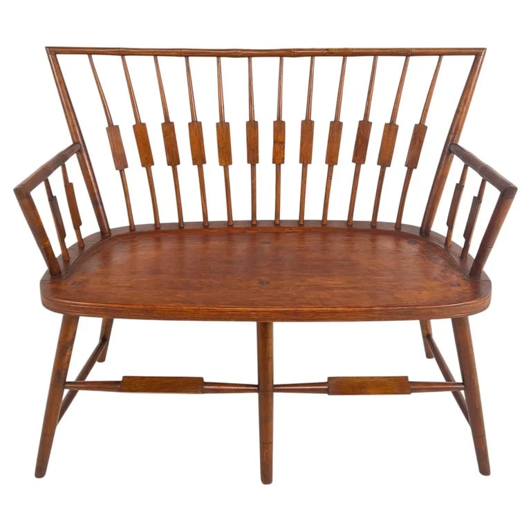 Antique Early 19th Century Chesapeake Windsor Settee With Cattail Spindles — Furniture — resale