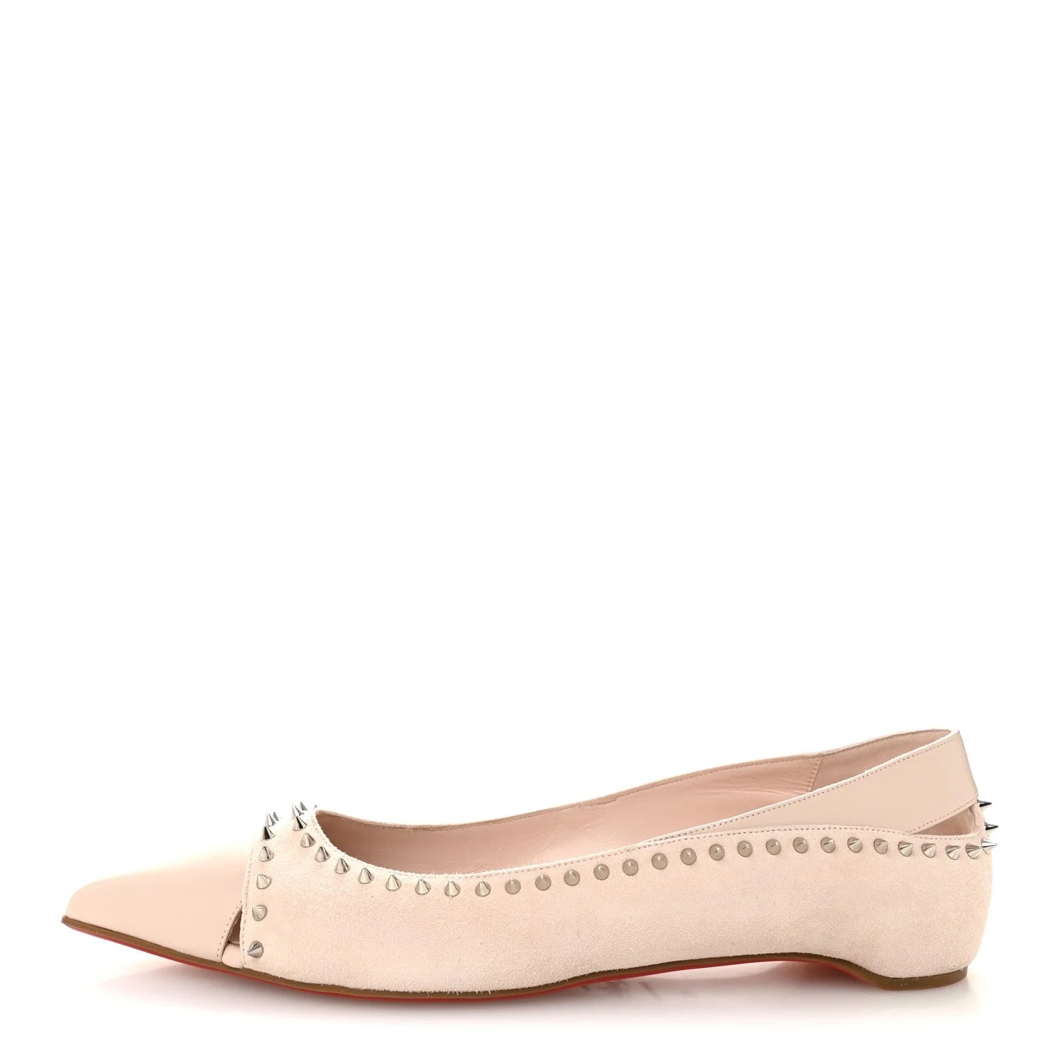 Christian Louboutin — Spikes Duvettina Ballerina 40 Leche — Designer Shoe — resale