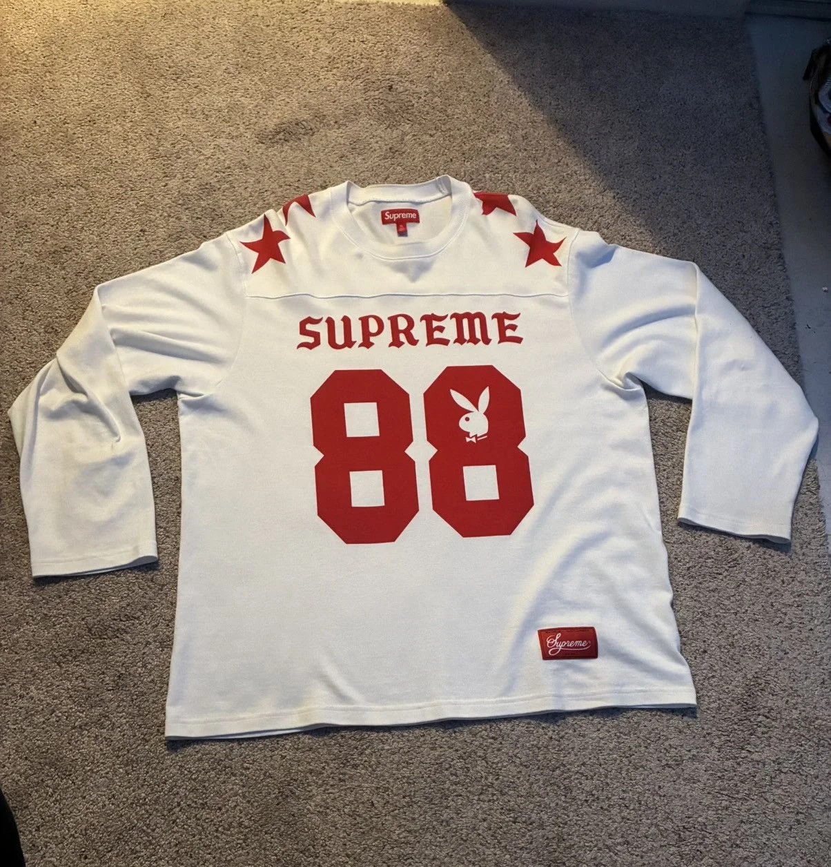 Supreme — Supreme X Playboy Long Sleeve Football Top — streetwear — resale