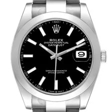 Rolex — Rolex Datejust 41 Steel Black Dial Smooth Bezel 126300 Box Card — Watch — resale