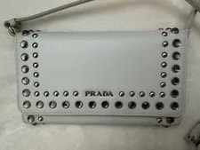 Authentic Prada Studded Wallet on Chain/Strap in Neutral Color With Box 2