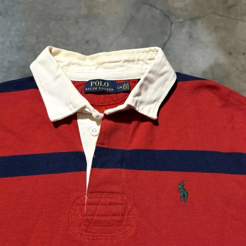 Polo Ralph Lauren — Polo Ralph Lauren Rugby Shirt L Stripe Long Sleeve Y2k Vtg Cardigan? — streetwear — resale