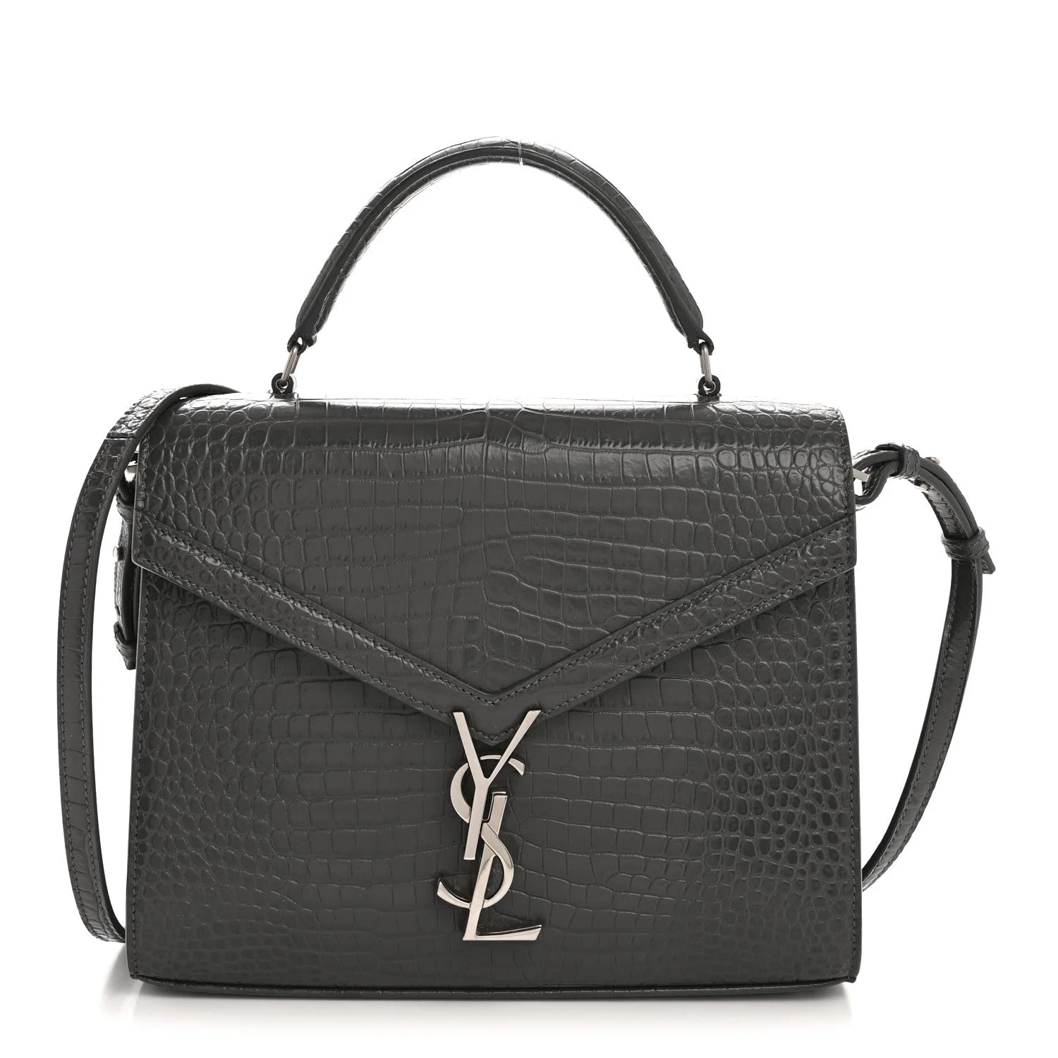 Saint Laurent — Embossed Medium Classic Cassandra Top Handle Fog — Handbag — resale