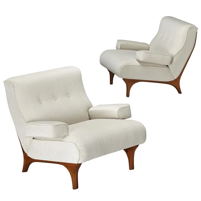 Eugenio Gerli, Tecno — Eugenio Gerli for Tecno Pair of Lounge in and Chenille — Furniture — resale