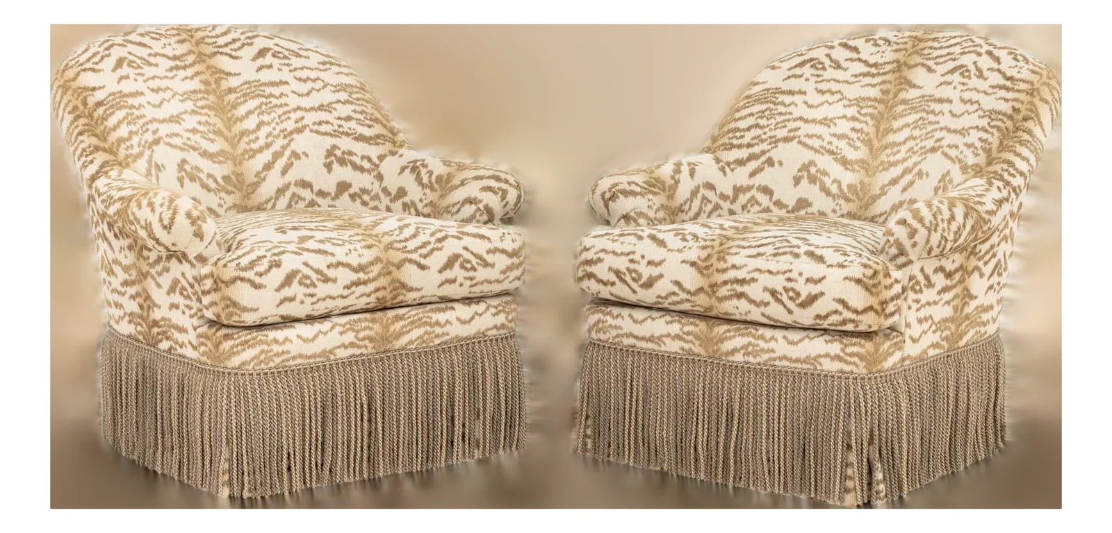 Lee Jofa — Lee Jofa Tiger Print Upholstered Armchairs, Pair — decorative_art — resale
