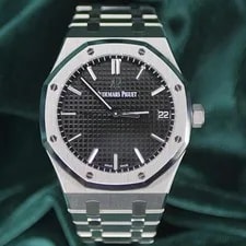 Audemars Piguet — Audemars Piguet Royal Oak Selfwinding Black Dial Steel Complete SET 15500ST — Watch — resale