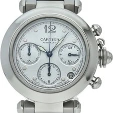 Cartier — Cartier Pasha C Chronograph W31039M7 Stainless Steel mensWatch White — Watch — resale