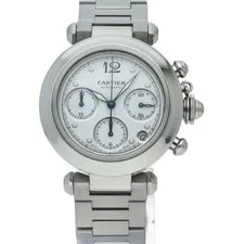 Cartier Pasha C Chronograph W31039M7 Stainless Steel mensWatch White 2