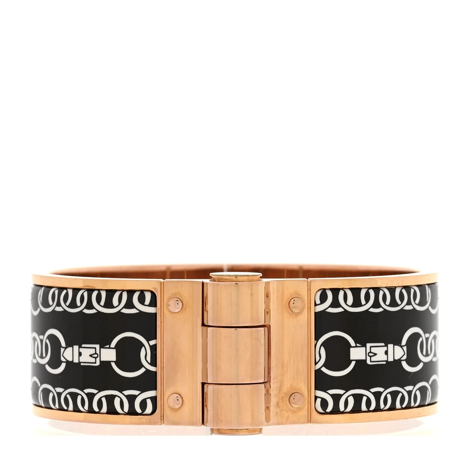Hermès — Enamel Printed Wide Balades Equestres Positif Negatif Hinged S — Jewelry — resale