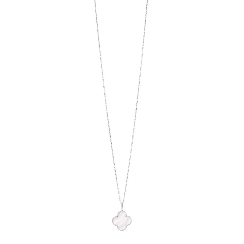 Van Cleef & Arpels — 18K White Gold Chalcedony Magic Alhambra Long — Jewelry — resale