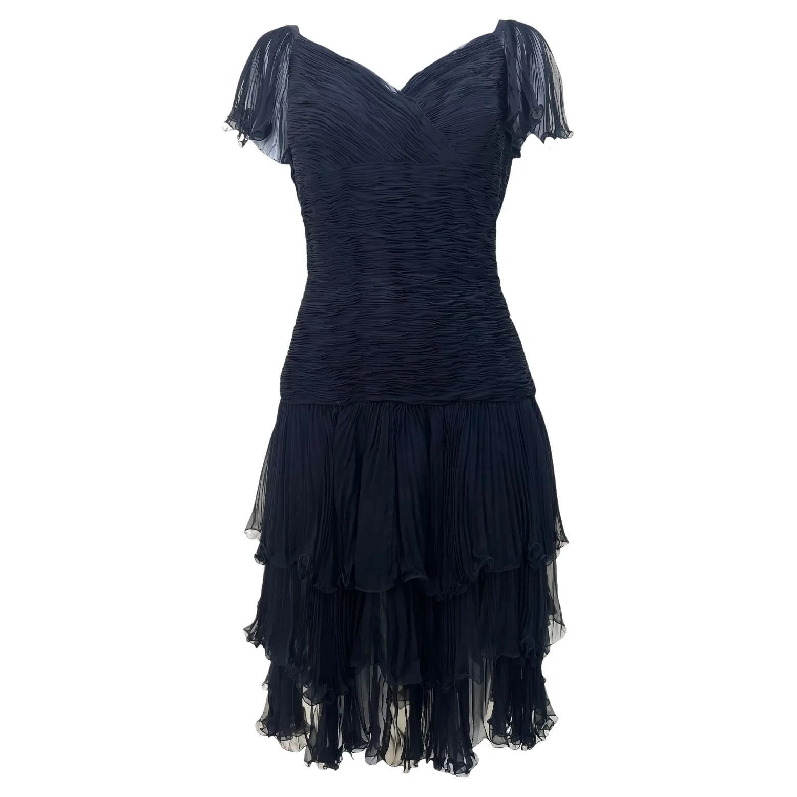 Valentino — Valentino S/S 1990 Ruched Frilly Tiered Dress — Clothing — resale