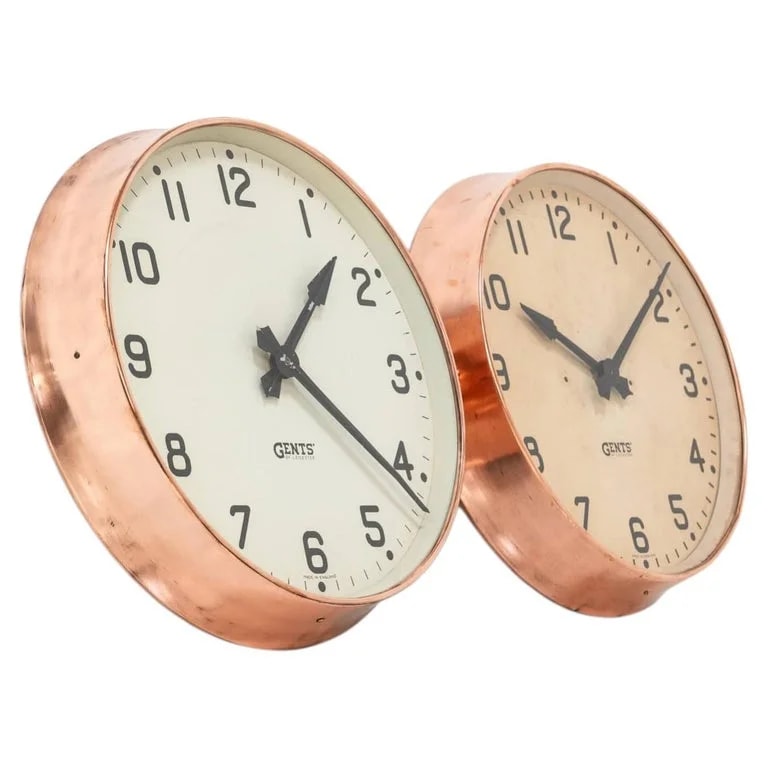 Gents of Leicester — Industrial Copper Gents of Leicester Factory Railway Wall Clock c.1930 — decorative_object — resale