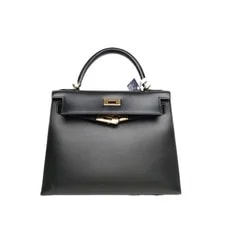 Noir — Hermes Kelly 28cm (89) Box 2001 Shoulder Bag — Handbag — resale