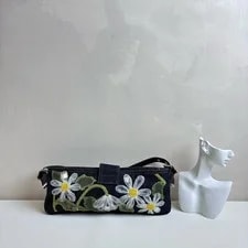 Fendi Baguette Floral Lace Textile Crossbody 3