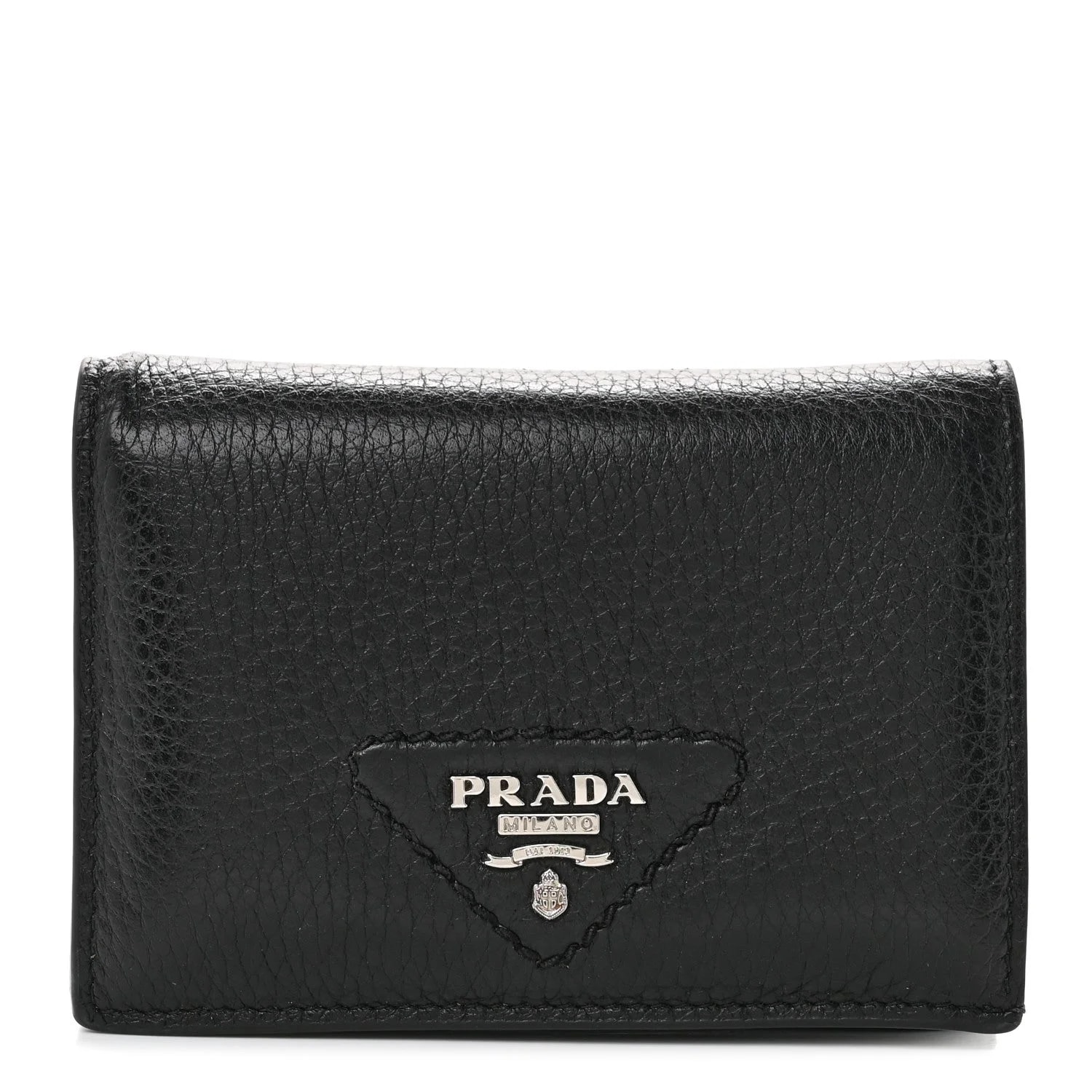 Prada — Vitello Daino Triangle Bi-Fold Card Holder Wallet — Accessory — resale