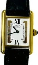 Cartier Must de Tank W5057001 Silver 20mm White Dial Gold Bezel Quartz #WJW283 3