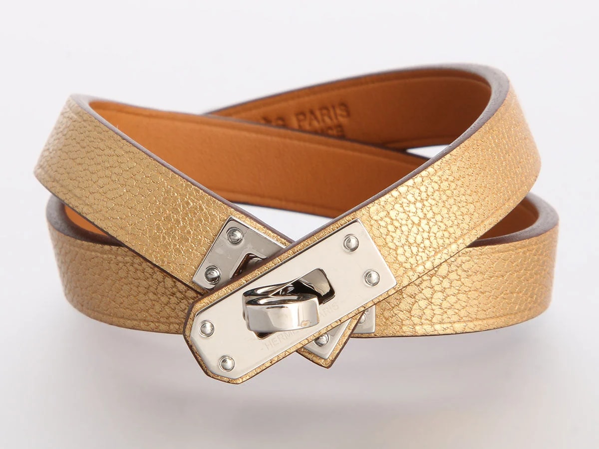 Hermès Metallic Doré Kelly Double Tour 4