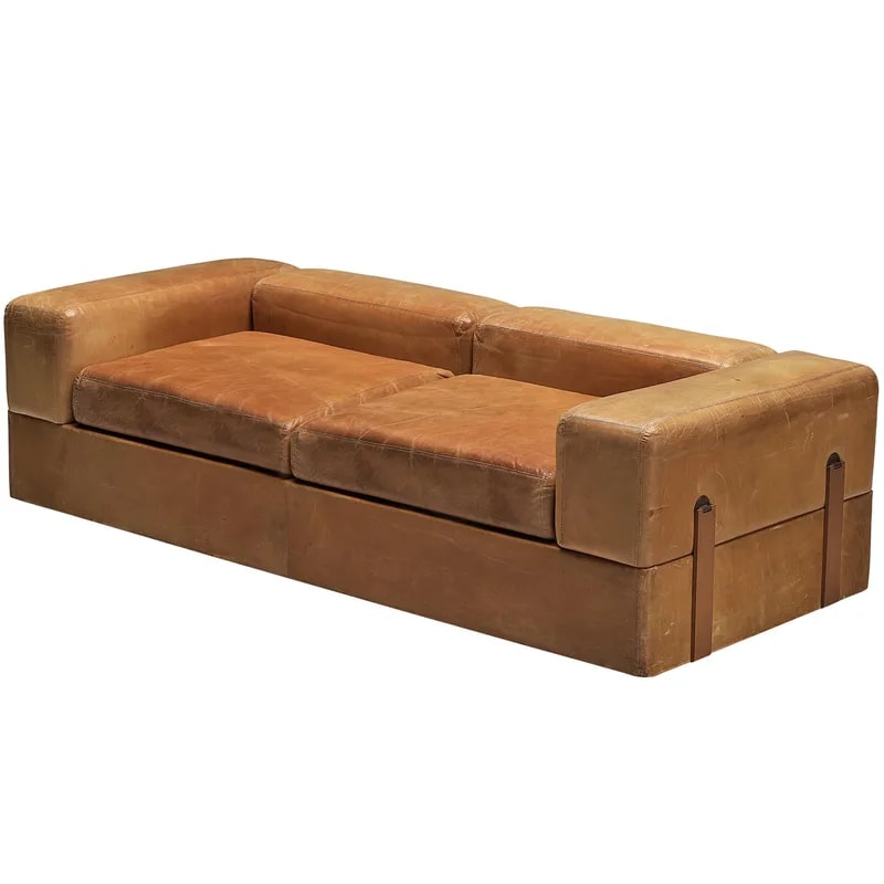 Tito Agnoli for Cinova Daybed Sofa in Cognac Leather — Furniture — resale