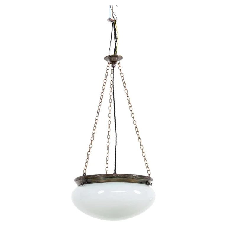 General Electric Company (GEC) 1 — Antique GEC Blown Opaline Plafonnier Light Pendant, C.1920 — Furniture — resale