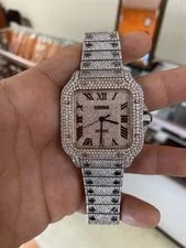 Cartier Santos 40mm Large 18K Rose Gold Iced Out Diamond 25ct Full SET Box 2