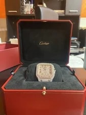 Cartier Santos 40mm Large 18K Rose Gold Iced Out Diamond 25ct Full SET Box 3