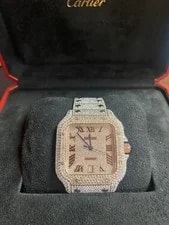 Cartier Santos 40mm Large 18K Rose Gold Iced Out Diamond 25ct Full SET Box 4