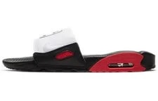 Nike — [BQ4635-003] -- Nike Air Max 90 厚底 平底舒适透气 皮革拼接一字拖鞋 男款 黑白红 — Sneaker — resale
