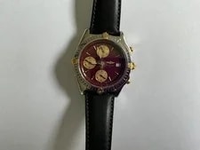 Breitling Chronograpgh 100m With Gold Accent and Burgundy Dial. B13056011. 2