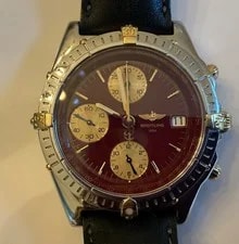 Breitling Chronograpgh 100m With Gold Accent and Burgundy Dial. B13056011. 3