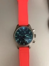 IWC Pilot's 41mm Titanium Auto Chronograph Day/Date Red Rubber Strap 4