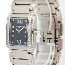 Patek Philippe Twenty-4 4910/20 W/Archive Diamond Bezel Black Dial Quartz 25mm 3