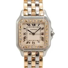 Cartier Panthere Three Row 27MM 187949 Diamond Bezel Gold Steel 3
