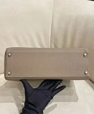 Auth Hermès Kelly 32 Etoupe Silvery Ghillies 3
