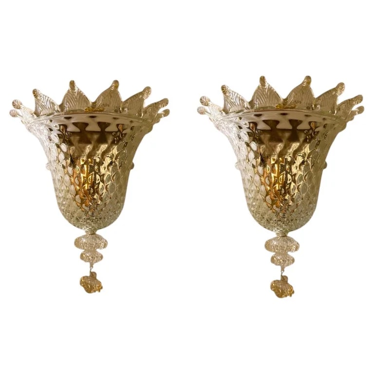 Barovier, Barovier&Toso — Barovier & Toso Wall Lighting Gold Glass Murano, Italy, 1980 — Furniture — resale