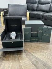 Frosted AP Royal Oak 15410BC Audemars Piguet Blue White Gold Box Papers 2